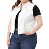 Agnes Orinda Women's Plus Size Trucker Zipper-Front Sleeveless Crop Sport Denim Vests - 2 of 4