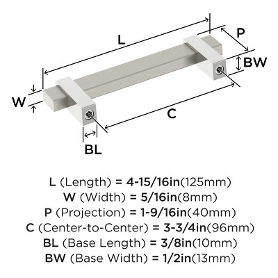 Satin Nickel and Polished Chrome 3-3/4 inch Bar Pull
