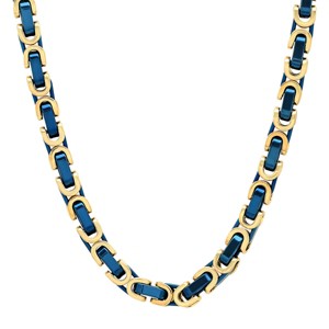 Steeltime Men's stainless steel byzantine necklace. Color Options: Multicolored, Gold/Brown, Silver, Blue/Black, Blue/Gold - 1 of 4