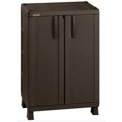 Resin Rattan Compact Cabinet Brown - Inval