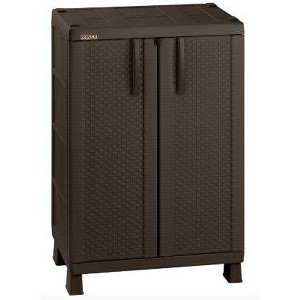 Resin Rattan Compact Cabinet Brown - Inval: Adjustable Shelves, Lockable Handles, HDPE Material - 1 of 4