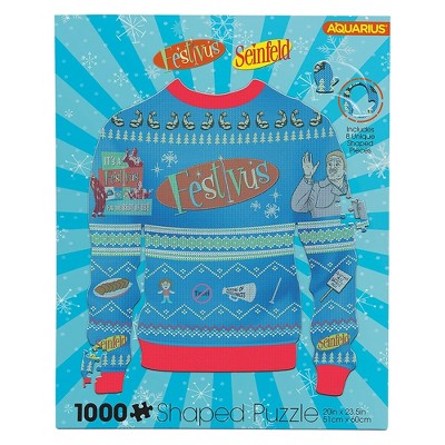 Aquarius Puzzles Seinfeld Festivus Ugly Christmas Sweater Shaped 1000 Piece Jigsaw Puzzle
