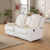 MAYEERTY Power Reclining Loveseat, Electric 2-Seat Leather Recliner with USB Charging, Storage & Cup Holders for Living Room, White - 3 of 4