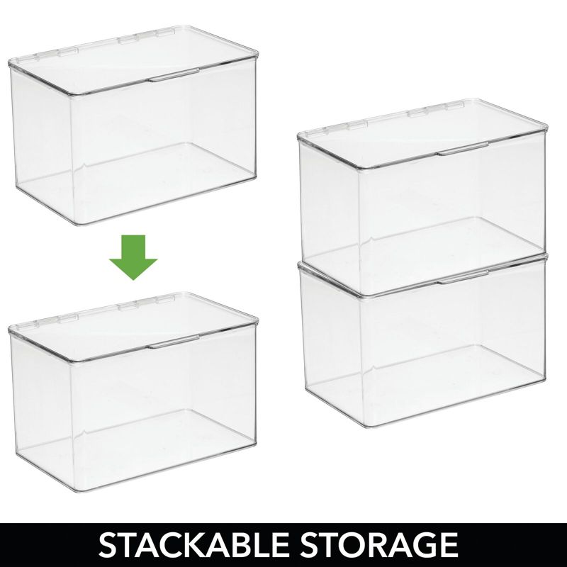 mDesign Stackable Closet Shoe Storage Bin Box with Lid, Clear, 4-Pack, 4 of 9