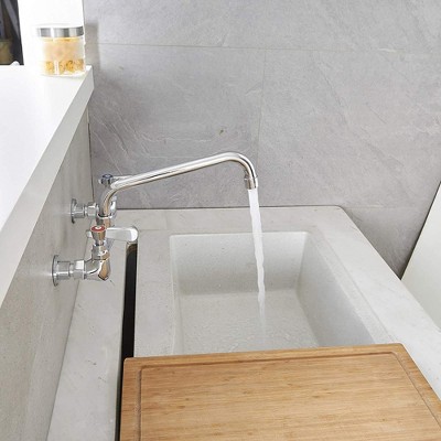 BWE Double Handles Wall Mount Modern Standard Kitchen Faucet With 8 Inch Swivel Spout 8" Center