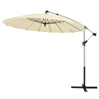 Tangkula 10 FT Patio Offset Hanging Market Umbrella Cantilever Outdoor Umbrella w/Crank & Cross Base