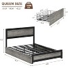 Bed Frame With Headboard, Industrial Platform Bed Frame With 4 Storage Drawers and Charge Station, Strong Metal Slats Support - 2 of 4