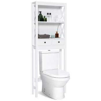 Over-The-Toilet Storage Cabinet Rack, Bathroom Organizer Shelf Over Toilet,  Freestanding Space Saver Toilet Stands With 2 Hooks - Yahoo Shopping