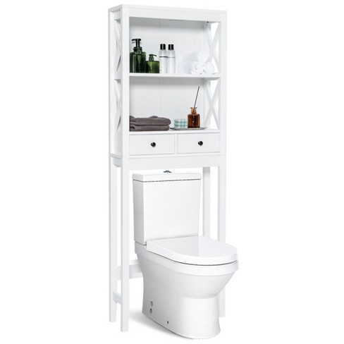 Home Basics White 2-Tier Cabinet With Toilet Paper Holder