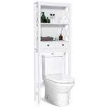 Costway Over the Toilet Storage Rack Bathroom Space Saver with 2 Open Shelves & Drawers