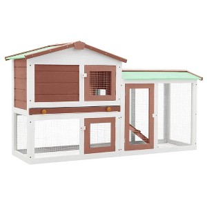 vidaXL Rabbit Hutch Bunny Cage with Pull Out Tray and Ramp Solid Wood Pine - 1 of 4
