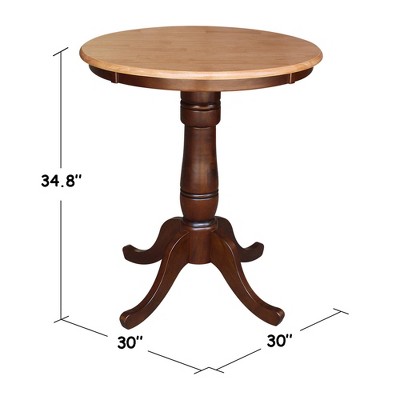 Farmhouse Charm 33" Round Extendable Wood Counter Height Table in Cinnamon