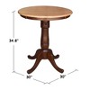 30" Round Top Pedestal Counter Height Table Cinnamon/Brown - International Concepts: Solid Wood, Seats 4 - 3 of 4