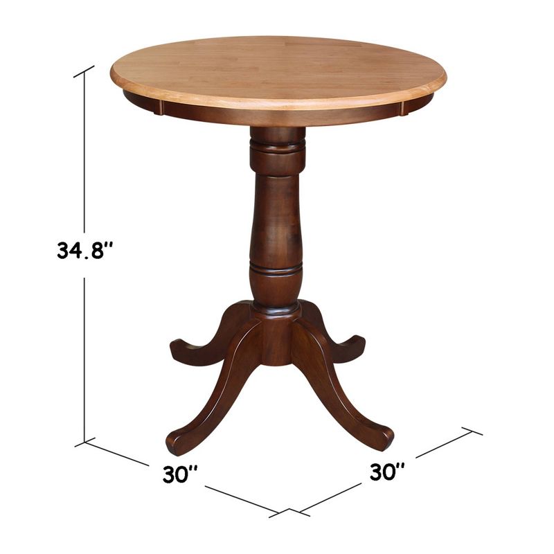 30" Round Top Pedestal Counter Height Table Cinnamon/Brown - International Concepts, 4 of 6