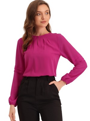 INSPIRE CHIC Women's Chiffon Semi Sheer Keyhole Neck Elegant Work Blouse