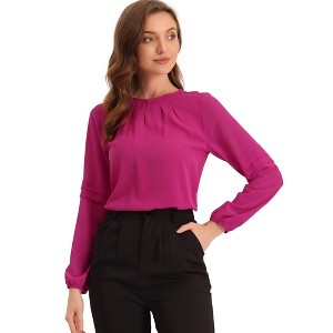 INSPIRE CHIC Women's Chiffon Semi Sheer Keyhole Neck Elegant Work Blouse - 1 of 4
