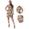 Joyfy Women's Mummy Costume Set with Asymmetrical Sleeves & Stockings | Bandage Print Dress & Accessories for Halloween Party, Cosplay - 3 of 4