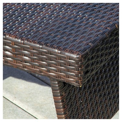 Salem Weather-Resistant PE Wicker Brown Outdoor Folding Table