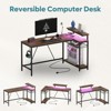 Bestier 58" Gaming Desk with LED Lights L Shaped Desk with Power Outlet & Monitor Stand Corner Computer Desk - 4 of 4