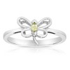 Sterling Silver White Gold Plated Butterfly Ring with Peridot and Tourmaline Gemstones – A Charming and Elegant Design for Teens - 3 of 3
