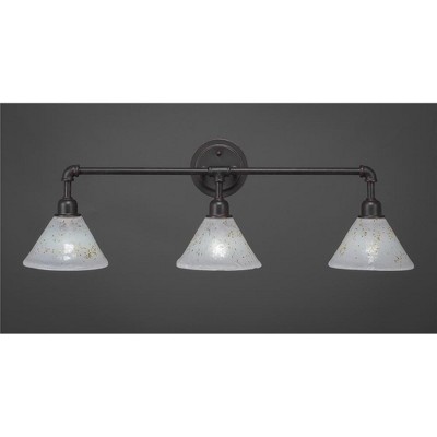 Toltec Lighting Vintage 3 - Light Vanity in  Dark Granite with 7" Gold Ice Shade
