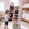 Angel Sar 49.2Inch Pink Bunny Children's Mirror Cabinet, Jewelry Storage with Door & Fabric Drawer, MDF Painted Cabinet for Girls Room, Pink Rabbit - 2 of 4