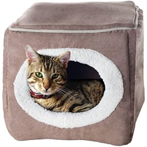 PETMAKERCat House - Indoor Bed with Removable Foam Cushion - Cat Cave for Puppies, Rabbits, Guinea Pigs, and Other Small Animals by (Light Brown) - 1 of 1