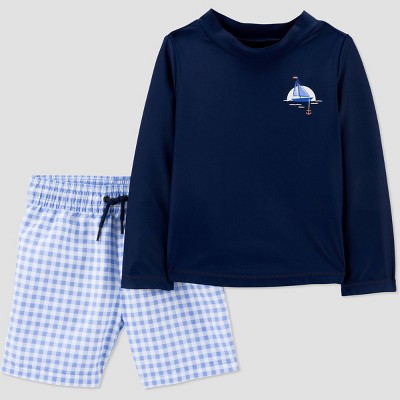 Image of Toddler Boys' Anchor Print Rash Guard Set - Just One You® made by carter's Blue 12M