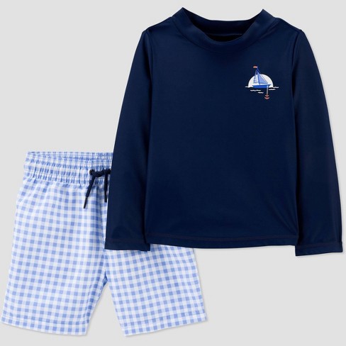 Toddler Boys' Anchor Print Rash Guard Set - Just One You® made by carter's Blue - image 1 of 3