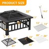 SUGIFT 32" Outdoor Fire Pit Metal Square Fire pit Patio Garden Stove with Cover - 3 of 4