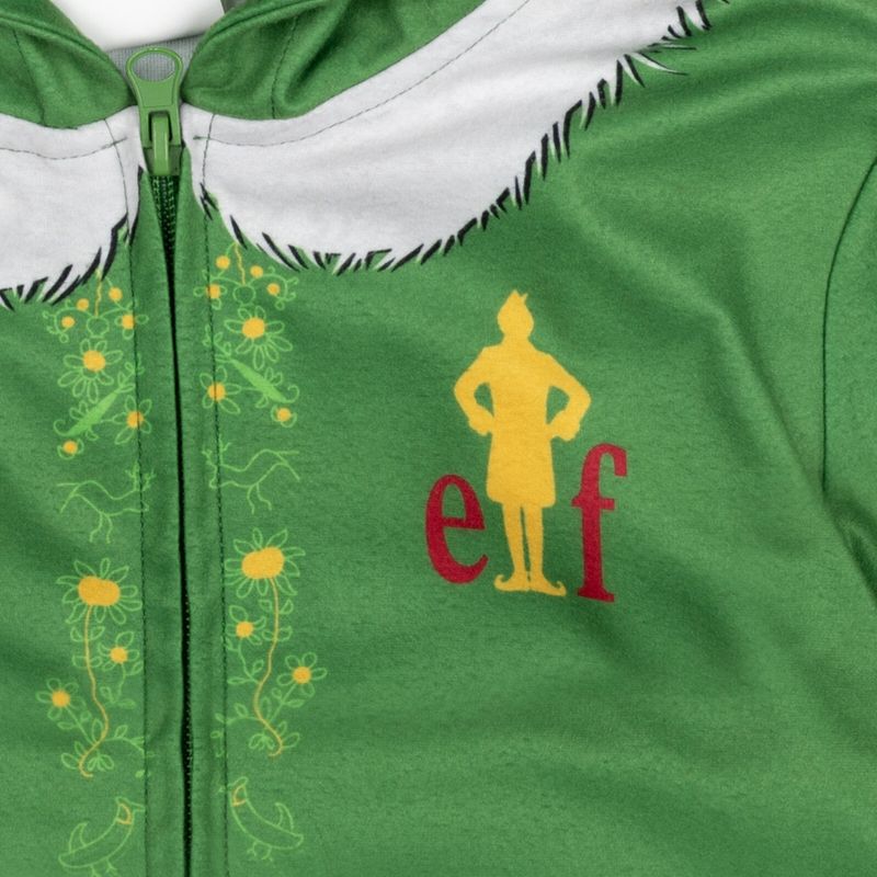 Elf Holiday Christmas Fleece Zip Up Cosplay Pajama Coverall Green , 4 of 8