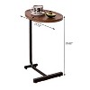 Homy Casa Walnut C-Shaped End Table with Metal Base, Modern Sofa Side Table for Living Room and Bedroom - 3 of 4