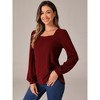 Allegra K Women's Square Neck Ribbed Knit Casual Lightweight Long Sleeve Sweater Top - 2 of 4