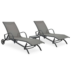 vidaXL Sun Loungers 2 pcs with Table Textilene and Steel - 1 of 4