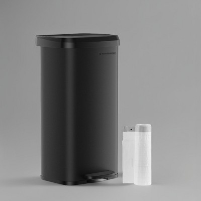 Kitchen Trash Can, 18-Gallon Stainless Steel Garbage Can, with Stay-Open Lid and Step-on Pedal, Soft Closure, Tall, Large and Space-Saving
