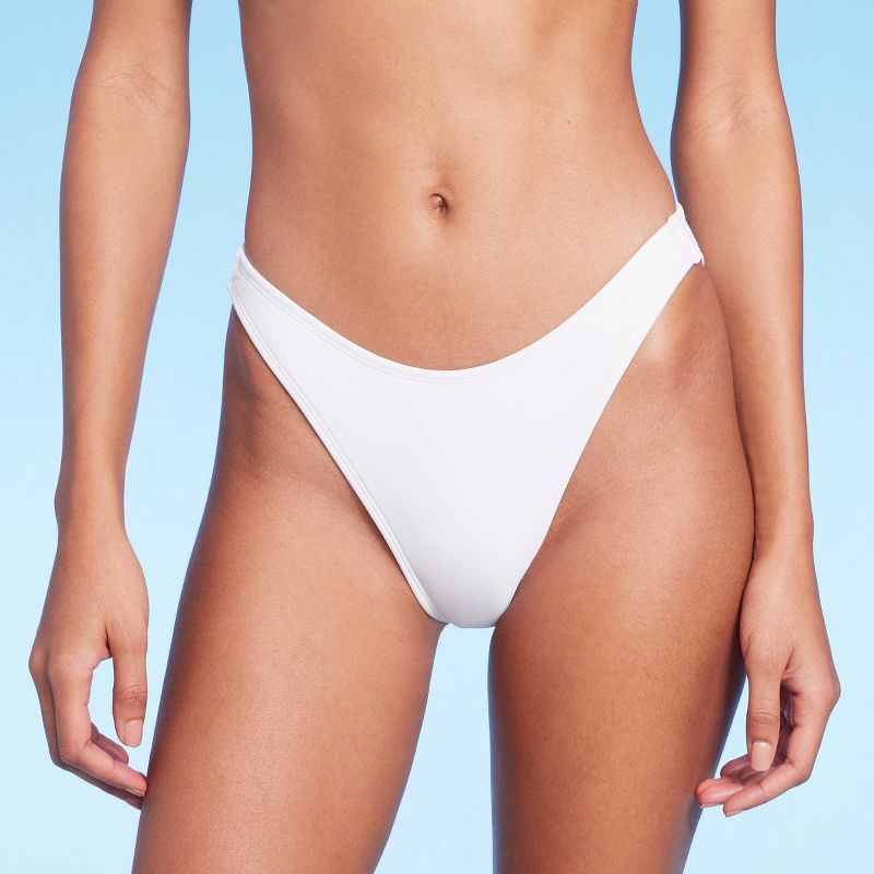Women's High Leg Extra Cheeky Bikini Bottom - Wild Fable™ White, 1 of 7