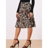 INSPIRE CHIC Women's Ruffle Hem Elastic Waist Flowy A-Line Swing Floral Midi Skirt - 3 of 4