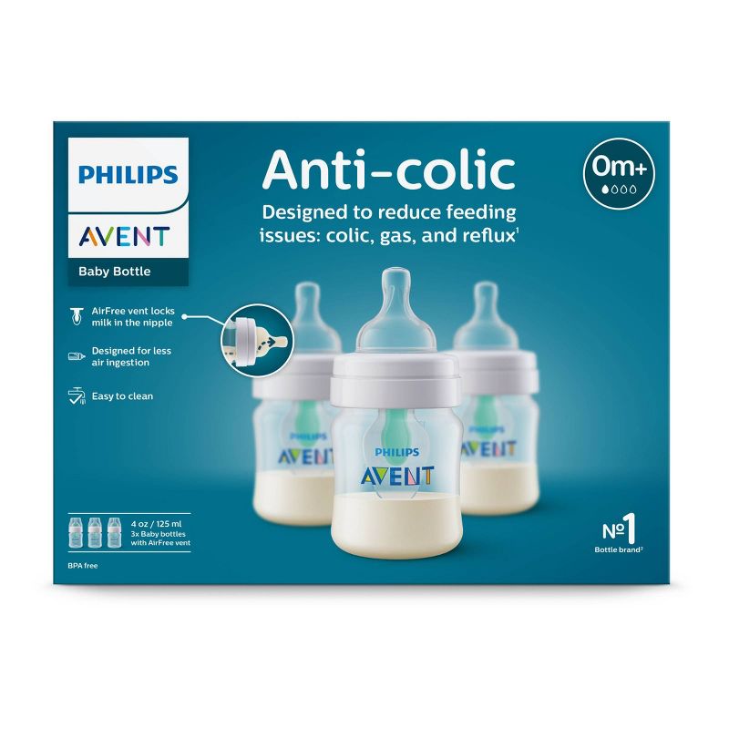Philips Avent 3pk Anti-Colic Baby Bottle with AirFree Vent - Clear - 4oz, 3 of 18