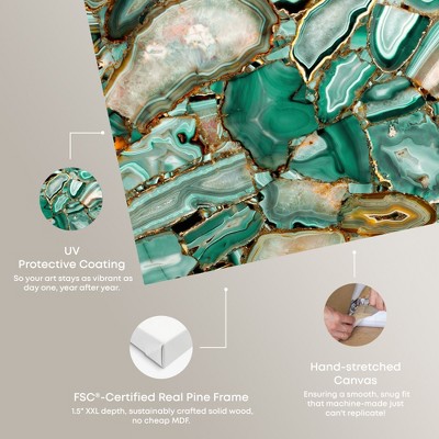 Emerald Green Abstract Agate Canvas Wall Art, 45" x 30"