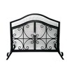 KWPZQEB 43" W Fireplace Screen, Iron Panel Fire Place Cover with 2 Doors & Mesh Design, Spark Guard Cover with Symmetric Scroll Fire for Indoor, Black - 2 of 4