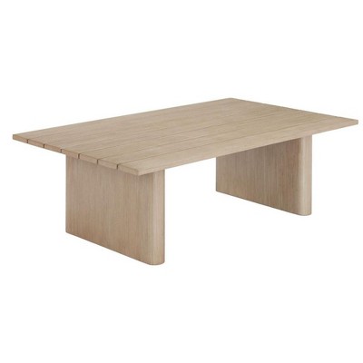 Aluminum Coffee Table 15.2"H, Natural Finish with Faux Wood Top, Modern Outdoor Design by Zuo Modern