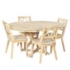 5 Piece Dining Table Set for 4, Round Extendable Kitchen Table with 4 Upholstered Chairs, Kitchen Breakfast Table Set for Kitchen Living Room - 3 of 4