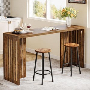 Tribesigns 63"Counter Height Pub Table, Rectangular High Top Kitchen & Dining Counter Tables with Louvered Base for Narrow Space - 1 of 4