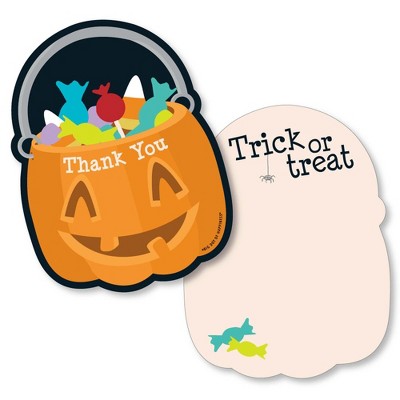 Big Dot of Happiness Trick or Treat - Shaped Thank You Cards - Halloween Party Thank You Note Cards with Envelopes - Set of 12