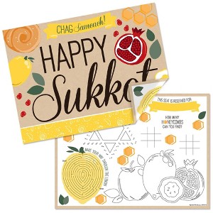 Big Dot of Happiness Sukkot - Paper Sukkah Coloring Sheets - Activity Placemats - Set of 16 - 1 of 4