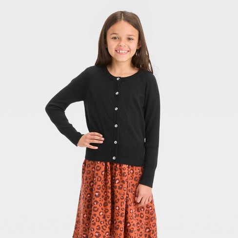 Girls black long on sale cardigan