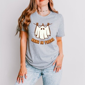 Simply Sage Market Hang In There Ghost Short Sleeve Tee - 2XL - Heather Grey - 1 of 4