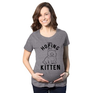 Maternity Hoping It's A Kitten T Shirt Funny Pet Cat Lover Pregnancy Tee - Crazy Dog Maternity T Shirt - 1 of 4