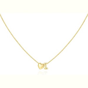 Heart Initial Necklace 14K Gold Plated Christmas Stocking Stuffer for Teens I - 1 of 4