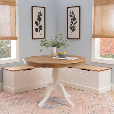 Natural Pine and White Backless Corner Nook Set